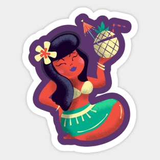 Retro cute Hawaiian girl Sticker
